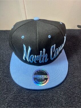 Black and Light Blue 'North Carolina' Snapback Hat